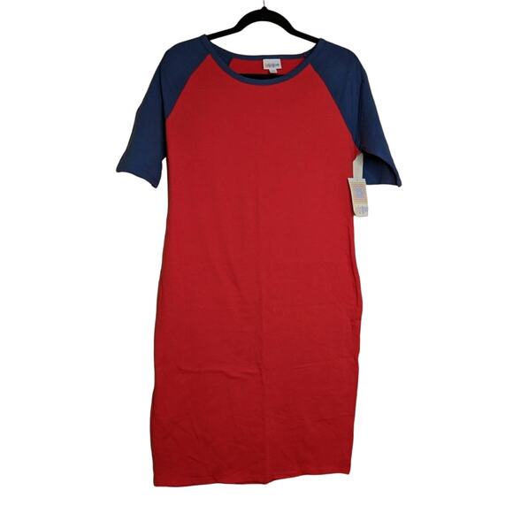LuLaRoe Julia Dress Knit Knee Length Short Sleeves L New - Picture 1 of 7